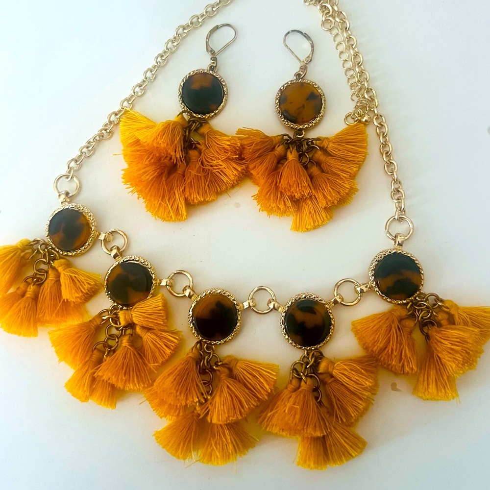Gold and Yellow Tassel Jewelry Set